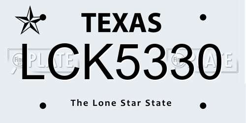 LCK5330 Texas License Plate