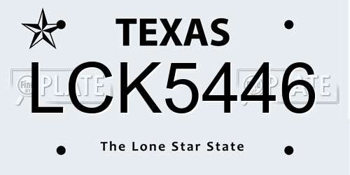 LCK5446 Texas License Plate