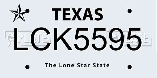 LCK5595 Texas License Plate