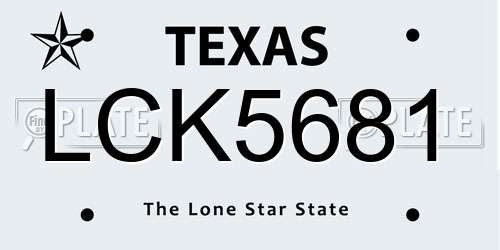 LCK5681 Texas License Plate