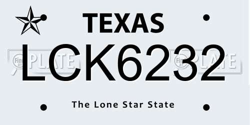 LCK6232 Texas License Plate