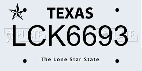 LCK6693 Texas License Plate