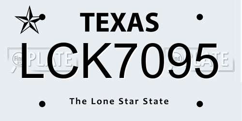 LCK7095 Texas License Plate