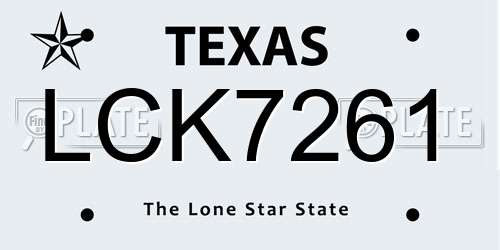 LCK7261 Texas License Plate