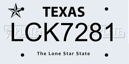 LCK7281 Texas License Plate