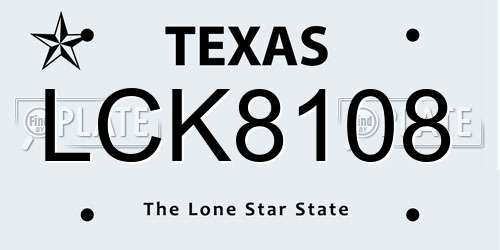 LCK8108 Texas License Plate