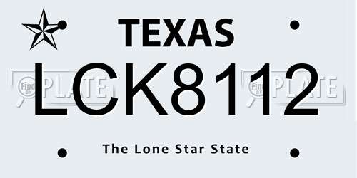 LCK8112 Texas License Plate