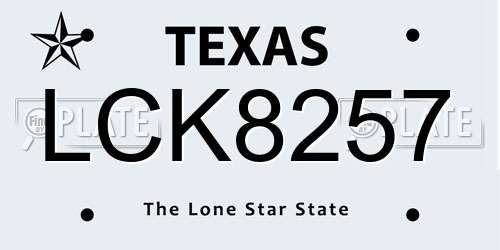 LCK8257 Texas License Plate