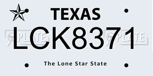 LCK8371 Texas License Plate