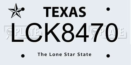 LCK8470 Texas License Plate