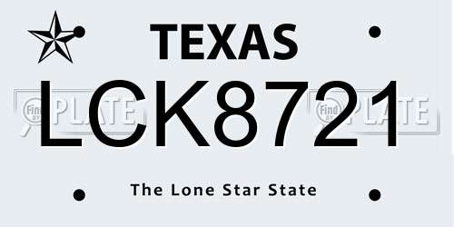 LCK8721 Texas License Plate