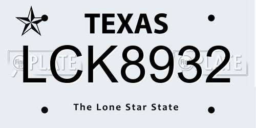 LCK8932 Texas License Plate