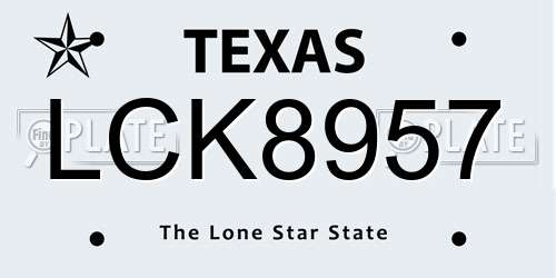 LCK8957 Texas License Plate