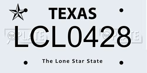LCL0428 Texas License Plate