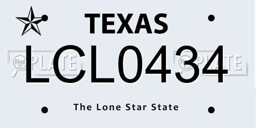 LCL0434 Texas License Plate