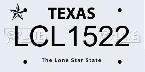 LCL1522 Texas License Plate