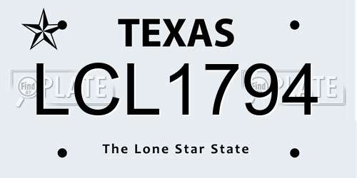 LCL1794 Texas License Plate