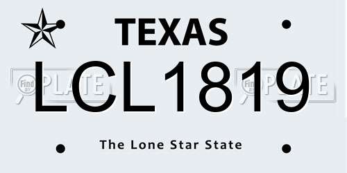 LCL1819 Texas License Plate