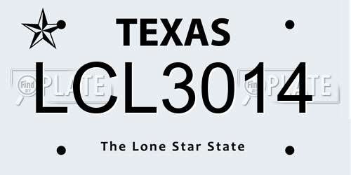LCL3014 Texas License Plate