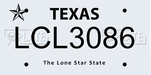 LCL3086 Texas License Plate