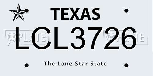 LCL3726 Texas License Plate