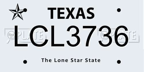 LCL3736 Texas License Plate