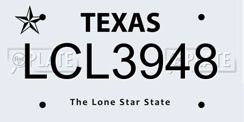 LCL3948 Texas License Plate