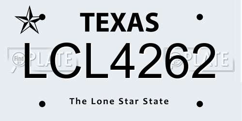 LCL4262 Texas License Plate