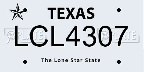 LCL4307 Texas License Plate