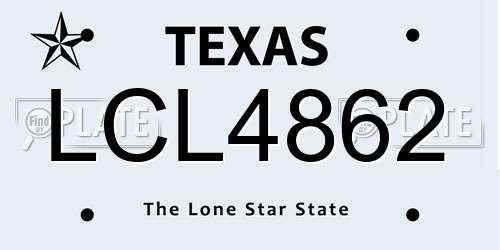 LCL4862 Texas License Plate