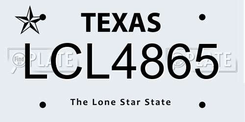 LCL4865 Texas License Plate