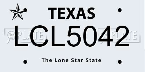 LCL5042 Texas License Plate