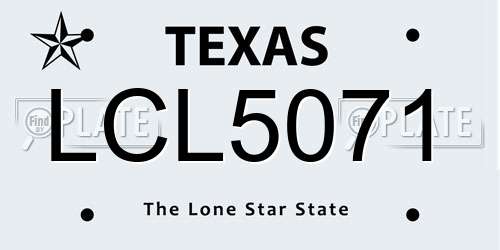 LCL5071 Texas License Plate