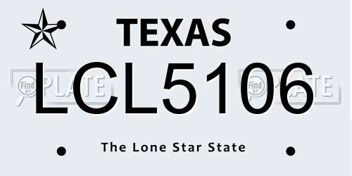 LCL5106 Texas License Plate