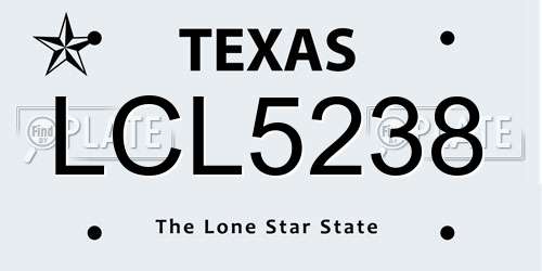 LCL5238 Texas License Plate