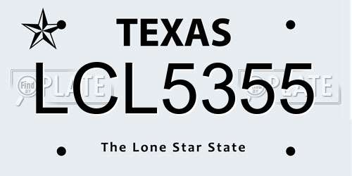 LCL5355 Texas License Plate