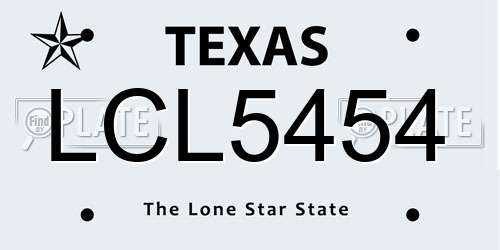 LCL5454 Texas License Plate