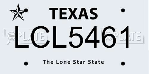 LCL5461 Texas License Plate