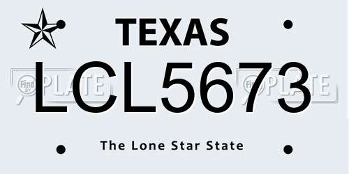 LCL5673 Texas License Plate