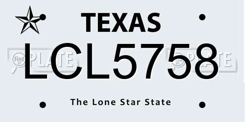 LCL5758 Texas License Plate