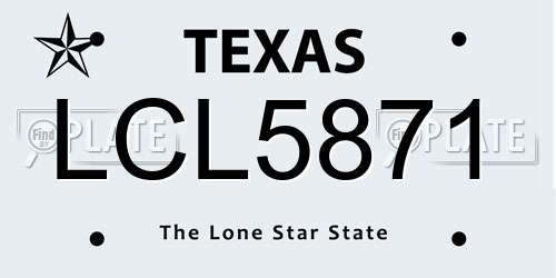 LCL5871 Texas License Plate