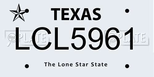 LCL5961 Texas License Plate