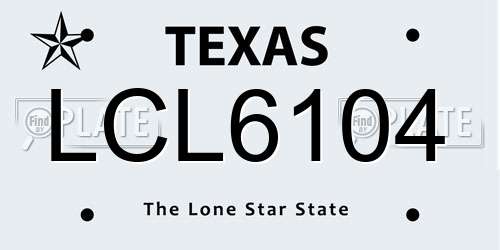 LCL6104 Texas License Plate