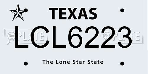 LCL6223 Texas License Plate