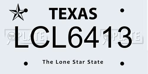 LCL6413 Texas License Plate