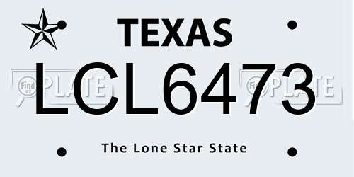 LCL6473 Texas License Plate