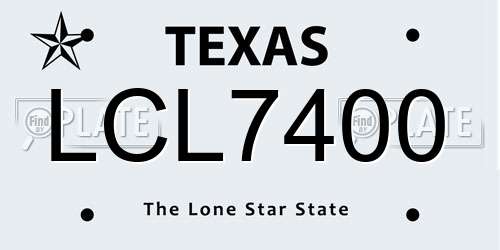 LCL7400 Texas License Plate