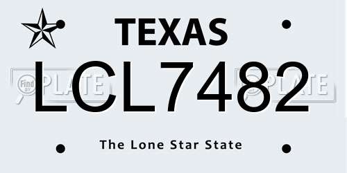 LCL7482 Texas License Plate