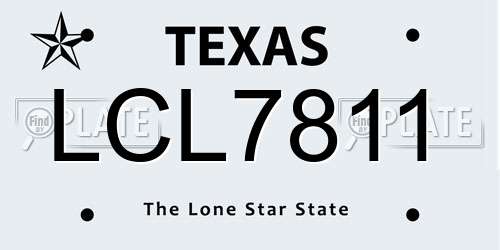 LCL7811 Texas License Plate