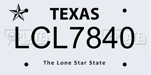 LCL7840 Texas License Plate